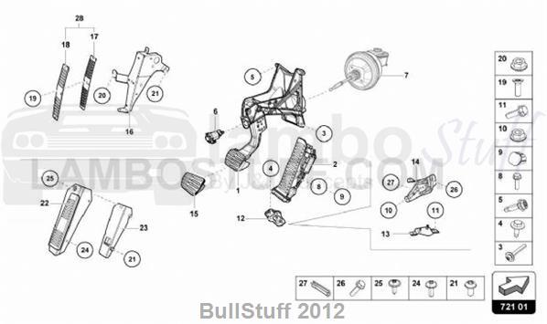 2020 Lamborghini HURACAN PERFORMANTE COUPE AUSTRALIA BRAKE AND ACCEL. LEVER MECH. (721.01.00)